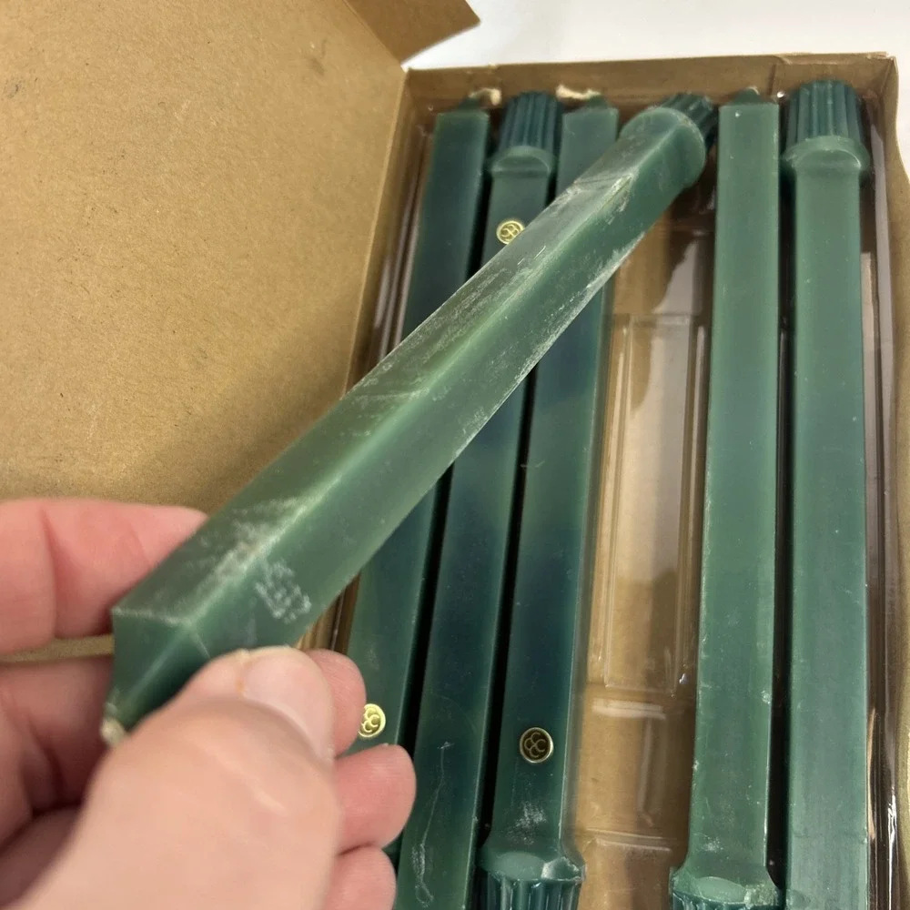 VTG PartyLite 10 Inch D4050 Evergreen Unscented Square Dinner Candles 6 Pack